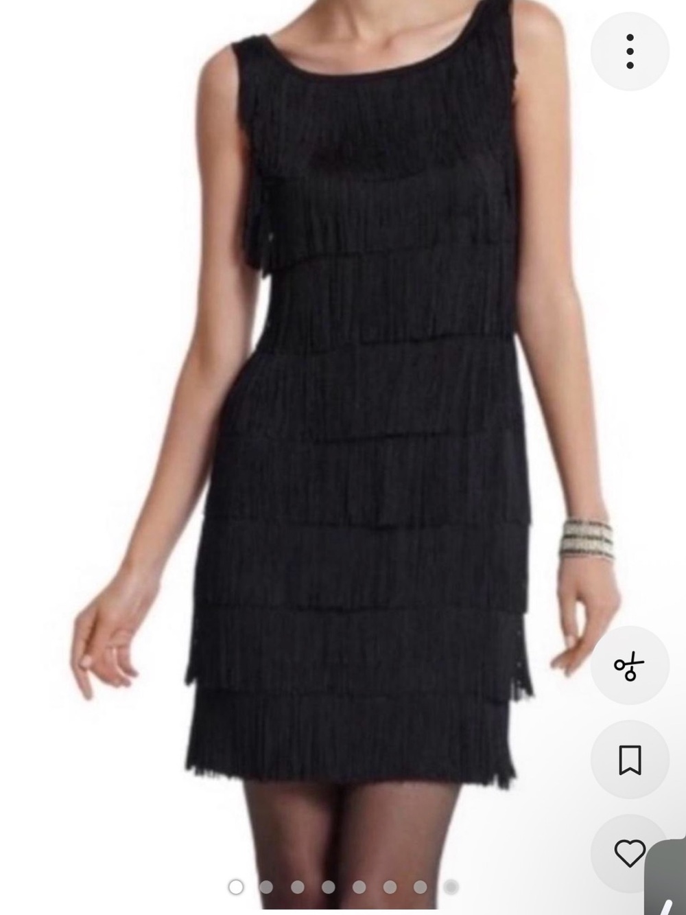 White House Black Market-Black Fringe Sleeveless Shift Dress -